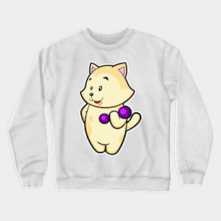 Cat at Biceps training with Dumbbell Crewneck Sweatshirt